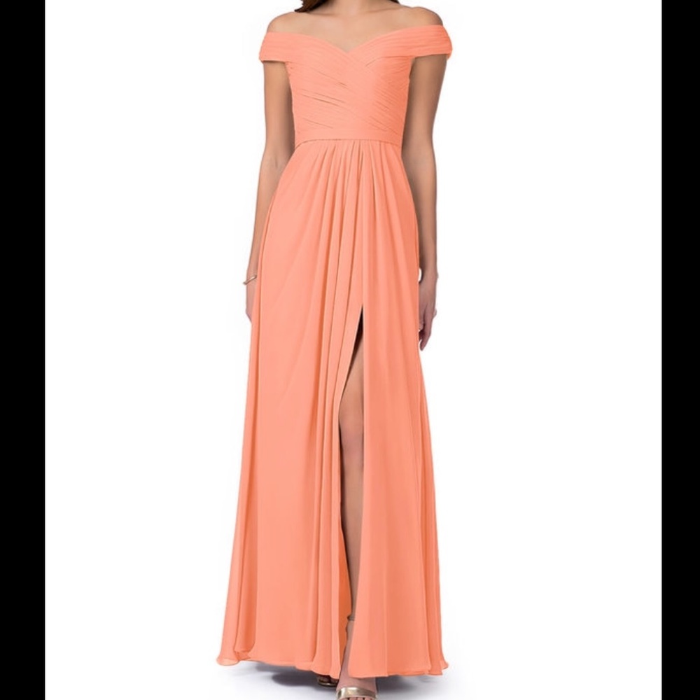 Audrianna by Azazie gown in Sunset color